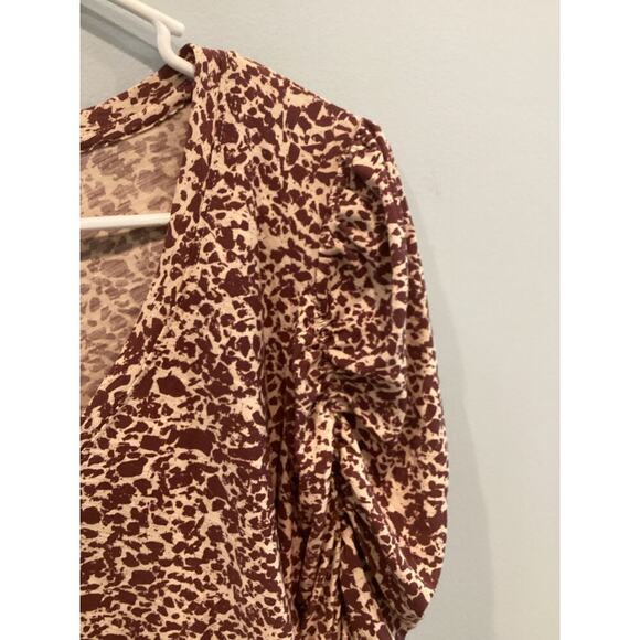 Nation Ltd Renee Shirred Sleeve V-Neck Size XL Pima Cotton Red Preppy Classic - Picture 10 of 13